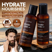 Kit de Soins Barbe Homme Marque Blanche : Shampoing et Après-Shampoing au Bois de Santal Hydratant, Nourrissant et Nettoyant en Profondeur