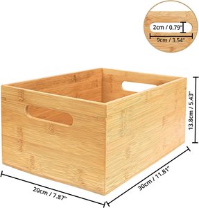 Bamboo Wood Storage Box Home, Office, Kitchen &amp; Bathroom Organising Bin Stackable Wooden Pantry <strong>Cupboard</strong> <strong>Shelf</strong> <strong>Organiser</strong> - Product Image 3