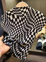Haut de gamme Miyake T-shirt à manches courtes pour femme haut de maïs respirant avec couleur à carreaux vintage assortie pour l'été