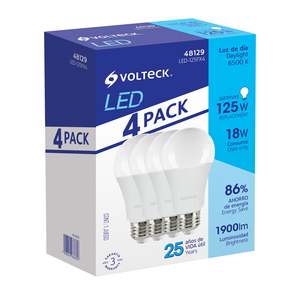 Pacchetto LED-125FX4 Volteck 4 18W luce diurna A22 lampade LED 6500K 4000K alluminio PC per uso residenziale Volteck marchio" - Product Image 1