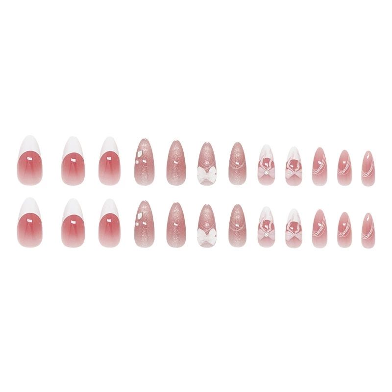 24pcs New Design Nude Pink ABS Press-on False Acrylic Nail Tips Wholesale Almond Pattern Nails for Finger Art