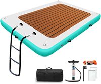 Plateforme flottante gonflable en Drop Stitch pour piscine, pêche en mer et divertissement aquatique avec échelle Verda VD-FD-014 Couleur Bois