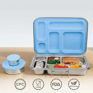 OEM ODM Wholesale Portable Leakproof Kids Metal Lunchbox Rectangle Single Tier Stainless Steel Bento Lunch Box with Lid - Product Image 5