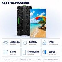 Panel de Video LED para Exteriores VSLED P3.91 500x1000mm, 4500CD de Alto Brillo, 7680Hz, IP65, HDR10+, Profundidad de Color de 16 Bits