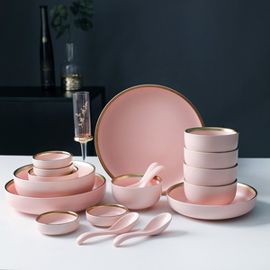 Juego <span class=keywords><strong>de</strong></span> cena <span class=keywords><strong>de</strong></span> <span class=keywords><strong>porcelana</strong></span> <span class=keywords><strong>de</strong></span> estilo nórdico con borde dorado, <span class=keywords><strong>vajilla</strong></span> <span class=keywords><strong>de</strong></span> <span class=keywords><strong>colores</strong></span> - Product Image 2