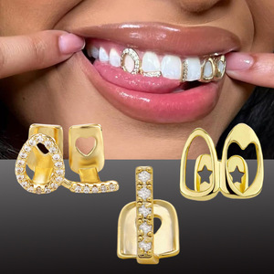 Grillz en or 18 carats Fangya, forme cœur, pour une seule dent, unisexe, à porter au quotidien - Product Image 1
