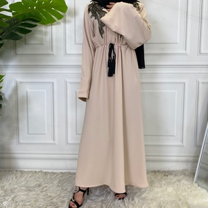 6510# EID Abaya Dubai Turkey Solid Color Simple Modest Islamic Clothing Muslim Women Dress - Product Image 4