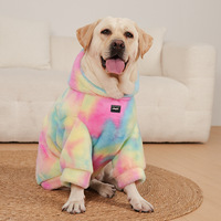 Sweat-shirt décontracté pour chien en fausse fourrure tie-dye arc-en-ciel, chaud, en polyester, vêtements doux pour animaux de compagnie, grands chiens, toutes saisons, lavable en machine