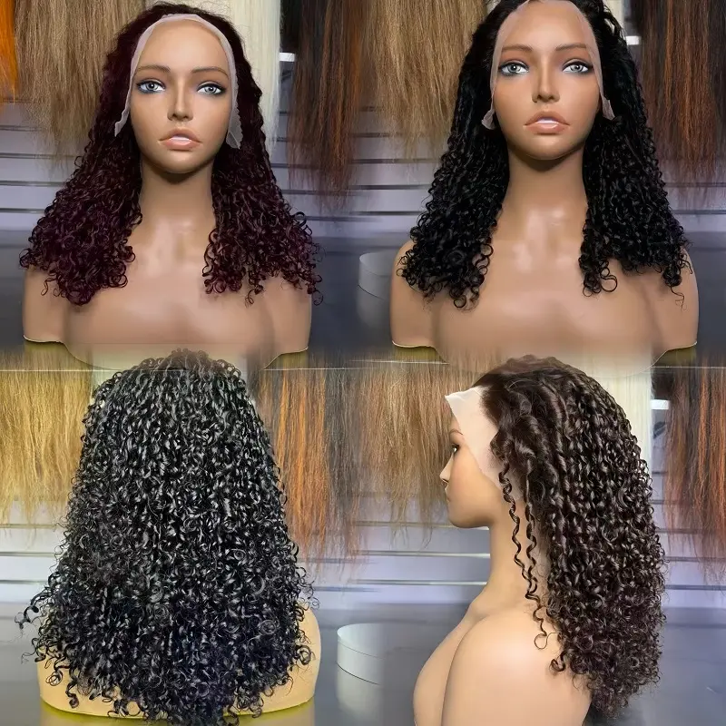 Letsfly Brazilian 100% Unprocessed Virgin Remy Human Hair raw pixie curly 200% density 13x4 lace frontal wig