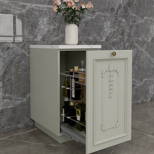 Mobile da Cucina in Legno Massello Verniciato, Ante in Compensato, Noce Rosso, Okoume, Intagliato, Stile Louvre - Product Image 3