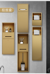 Poubelle de toilette étroite encastrée en acier inoxydable doré, étanche et brossée, pour hôtel, avec <span class=keywords><strong>niche</strong></span> intégrée pour mouchoirs - Product Image 6