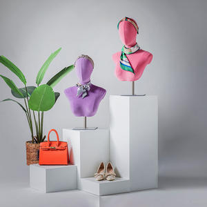 Bijoux de luxe <span class=keywords><strong>Buste</strong></span> Présentoir Mannequin Perruque Présentoir <span class=keywords><strong>Femme</strong></span> Velours Tête de Mannequin <span class=keywords><strong>avec</strong></span> Épaules - Product Image 3