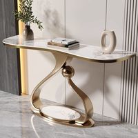 Mesa Consola de Diseño Italiano de Lujo Ligero con Tapa de Losa de Roca, Mueble Moderno y Sencillo para Sala de Estar, Porche, Apartamentos Grandes/Pequeños