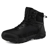 Bottes tactiques pour hommes, mi-mollet, à lacets, dessus en mesh, semelle en caoutchouc antidérapante, chaussures de randonnée pour l'été et l'hiver, randonnée en plein air