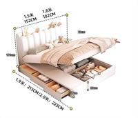 Cadre de lit en tissu doux de luxe nordique, design simple et moderne pour petits appartements, lit double, mousse simple, mobilier de maison