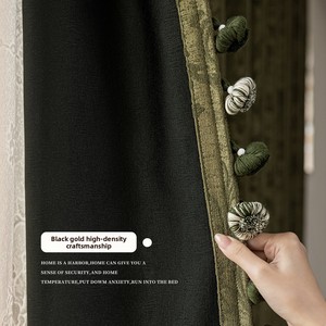 Nam Pháp sang trọng phong cách cổ điển rèm cửa retro màu xanh lá cây Jacquard Chenille Màn phòng ngủ cửa sổ valances rèm cửa cao cấp - Product Image 4