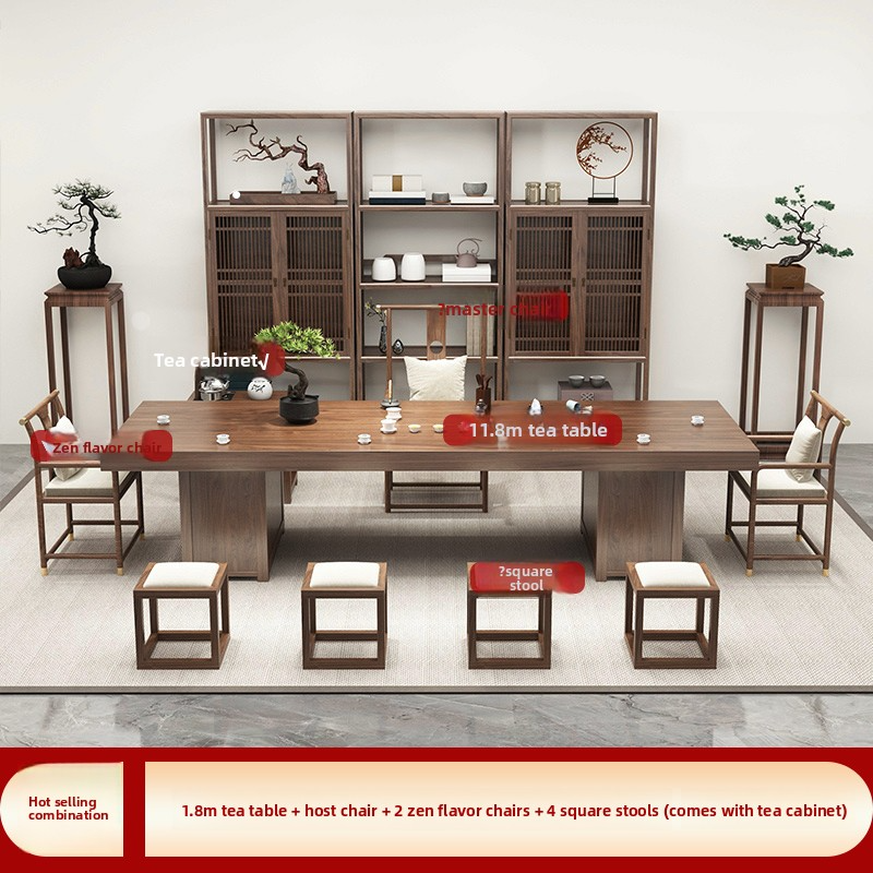 1.8-meter tea table+copper capped master chair