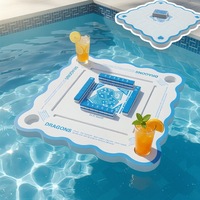 Table de Mahjong Flottante en Mousse EVA Bestseller, Design Étanche, Style Néo-Classique, 4 Emplacements pour Boissons, Emplacements pour Tuiles pour 4 Joueurs