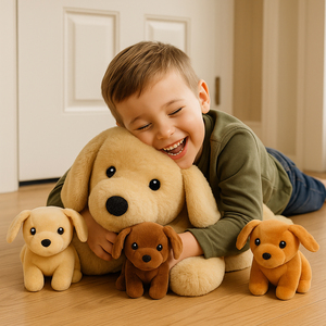 Paquete de Peluches de Perros de la Familia Canina <span class=keywords><strong>con</strong></span> un Perro Grande Acostado y Tres Mini Peluches de Mascotas, Juego de Juguetes de Peluche Suaves, Fabricante Personalizado OEM - Product Image 2