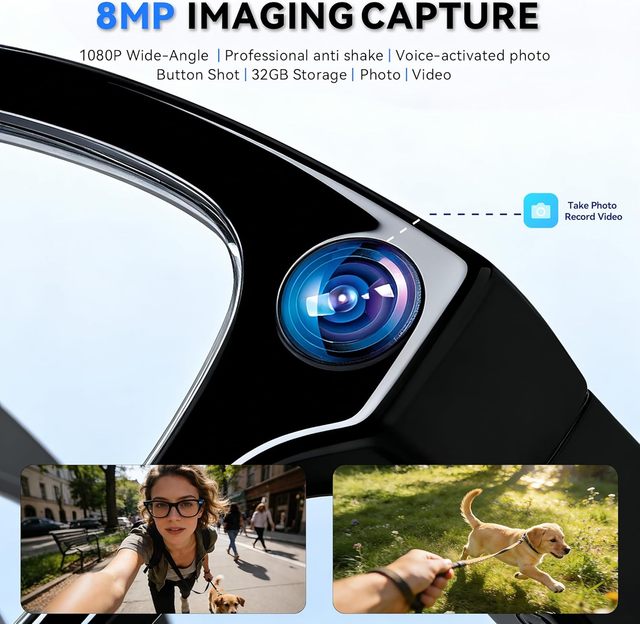 Guophone AI Smart Glasses with Camera, HD Camera Glasses, Recording ,Voice Assistant,Open-Ear Audio,Real-Time Translation