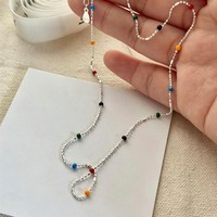 Collier en argent 925 avec perles colorées pour femme, nouveau design 2026, best-seller, luxe léger, niche, fabrication exquise, chaîne polyvalente