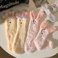 Mignon dessin animé chaussettes de couchage hiver épais chaud maison sol pantoufle doux en peluche floue Non-perte mois chaussettes cadeau de noël chaussettes