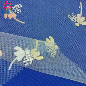 Nhà Sản Xuất Máy Dệt Warp Đan 100% Polyester Vải Tuyn Điện Lưới Crape Flock In Con Chuồn Chuồn Vải Trang Trí Thủ Công - Product Image 4