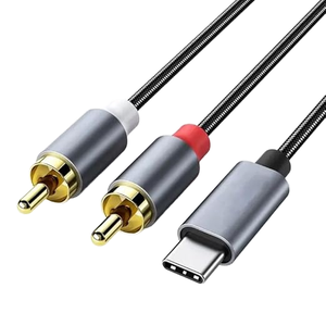 Haute qualité 1m noir or USB-C à 2 <span class=keywords><strong>RCA</strong></span> mâle-femelle PVC veste câble répartiteur Audio pour <span class=keywords><strong>iPhone</strong></span> - Product Image 2