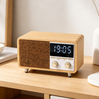 Radio vintage en bois, haut-parleur sans fil BT, lecteur MP3 avec carte TF, réveil, décoration d'intérieur, radio FM portable, radio Internet, écran LED