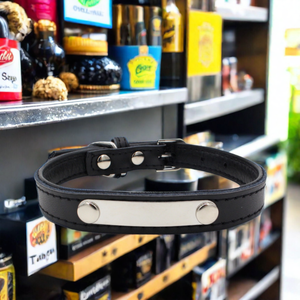 Collar de perro de hierro de cuero pequeño y mediano con placa de nombre, decoración de cintas de patrón sólido de estilo lujoso - Product Image 2