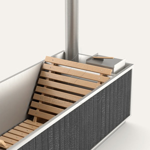 Hachillspa <span class=keywords><strong>Spa</strong></span> extérieur Bain à remous au design moderne avec revêtement en bois massif noir et couvercle de poêle à feu et marche en option - Product Image 2
