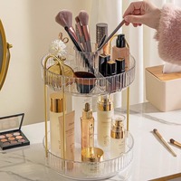 Organisateur de maquillage rotatif sur 2 niveaux personnalisé en usine, support de rangement cosmétique en acrylique transparent