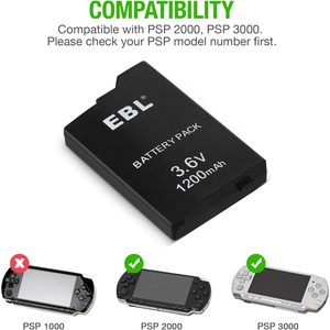For EBL 3.6V Lithium Ion Rechargeable Battery Pack 1200mAh Actual Capacity Compatible with PSP 2000/3000 Replacement Battery - Product Image 2
