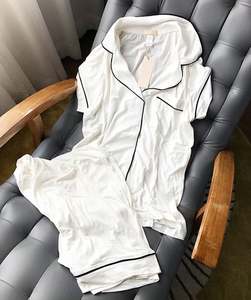 WanBao-Conjunto de Pijama Personalizado para Mujer, Ropa de Dormir de Color Sólido, Color Azul, Color Liso, Talla XL, Material Viscosa, Verano - Product Image 4