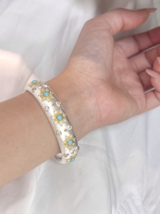 Bracelet unisexe tendance UM Jewelry en argent 925 plaqué or 18 carats, certifié NGTC, motif étoile de la Route de Soie, avec zircon blanc et turquoise, vente en gros - Product Image 6