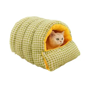 ถุงนอนแมวลายตารางผ้าห่มอุ่นๆ สำหรับแมวและสุนัขขนาดเล็ก - Product Image 4