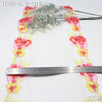 Dentelle brodée florale 33CM, garniture en dentelle brodée florale colorée, tissu en dentelle blanche pour la lingerie, fourniture pour fabricants