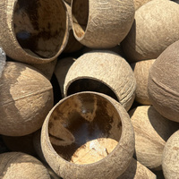 Kokosnussholzschale Aromatisiertes Glas Kerzenhalter Leerer Behälter Kokosnussschale Kerzenschale Kokosnussschale