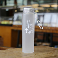 Bouteille d'eau en verre dépoli Borosilicate incassable écologique, bouteille d'eau de motivation de 450ml