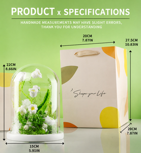 Rose éternelle en crochet sous cloche en verre, terrarium artisanal <span class=keywords><strong>de</strong></span> muguet et <span class=keywords><strong>de</strong></span> mousse, cadeau pour elle, décoration maison Fête des Mères - Product Image 5