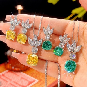 High Quality Eco-friendly Copper Jewelry Set Non Tarnish 12*12-10*10mm Yellow Zircon <b>Delicate</b> Durable Fashion Jewelry Set - Product Image 2