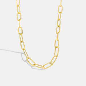 Dainty Link Chain Necklace in Gold and <b>Silver</b> Stylish Trendy Layered Design Brass Material for Party Jewelry - Product Image 1