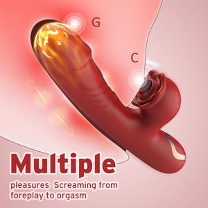 Mainan elektrik 2 in 1 untuk wanita, <span class=keywords><strong>Vibrator</strong></span> <span class=keywords><strong>Pulsating</strong></span> lucu dengan rotasi Dildo teleskopik, mainan seks kelinci lengket lidah untuk wanita - Product Image 1