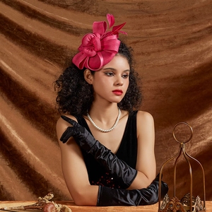 Elegante Sombrero Pequeño Fascinator para Mujer con Flor <span class=keywords><strong>de</strong></span> Sinamay y Cinta, Ideal para Bodas, Iglesia, Eventos Deportivos - Product Image 3