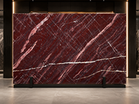 Dalles de marbre rouge Amarone polies, à jointure apparente, pour murs décoratifs, encadrements de cheminées, plans de toilette, dessus de table à manger