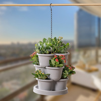 Pot de fleurs suspendu multicouche à trois pétales, empilable, respirant, durable, simple, coloré et amovible pour balcon et jardinage domestique