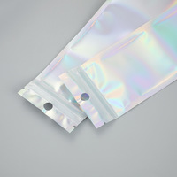 Pochette Ziplock en Film Laser Holographique Coloré Yin Yang pour Étui de Téléphone, Câble de Données, Pinceau de Maquillage, Emballage
