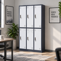 Casier métallique robuste à 6 portes réglables avec serrures à clé, six compartiments, pour bureau, école, salle de sport, rangement des employés