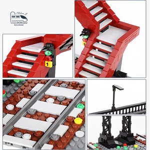 Mold King 12008 giocattoli ferroviari set educativi attraversamento della ferrovia blocchi di costruzione per il trasporto ferroviario overpass per bambini - Product Image 6