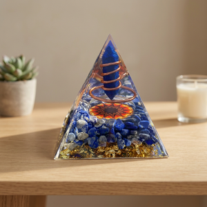 Pirámide de Orgonita de Lapislázuli con Siete Piedras de Chakra, Regalo de Sanación Feng Shui - Product Image 2